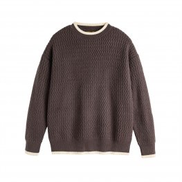 Autumn new color matching round neck sweater men's knitted sweater ins pullover top